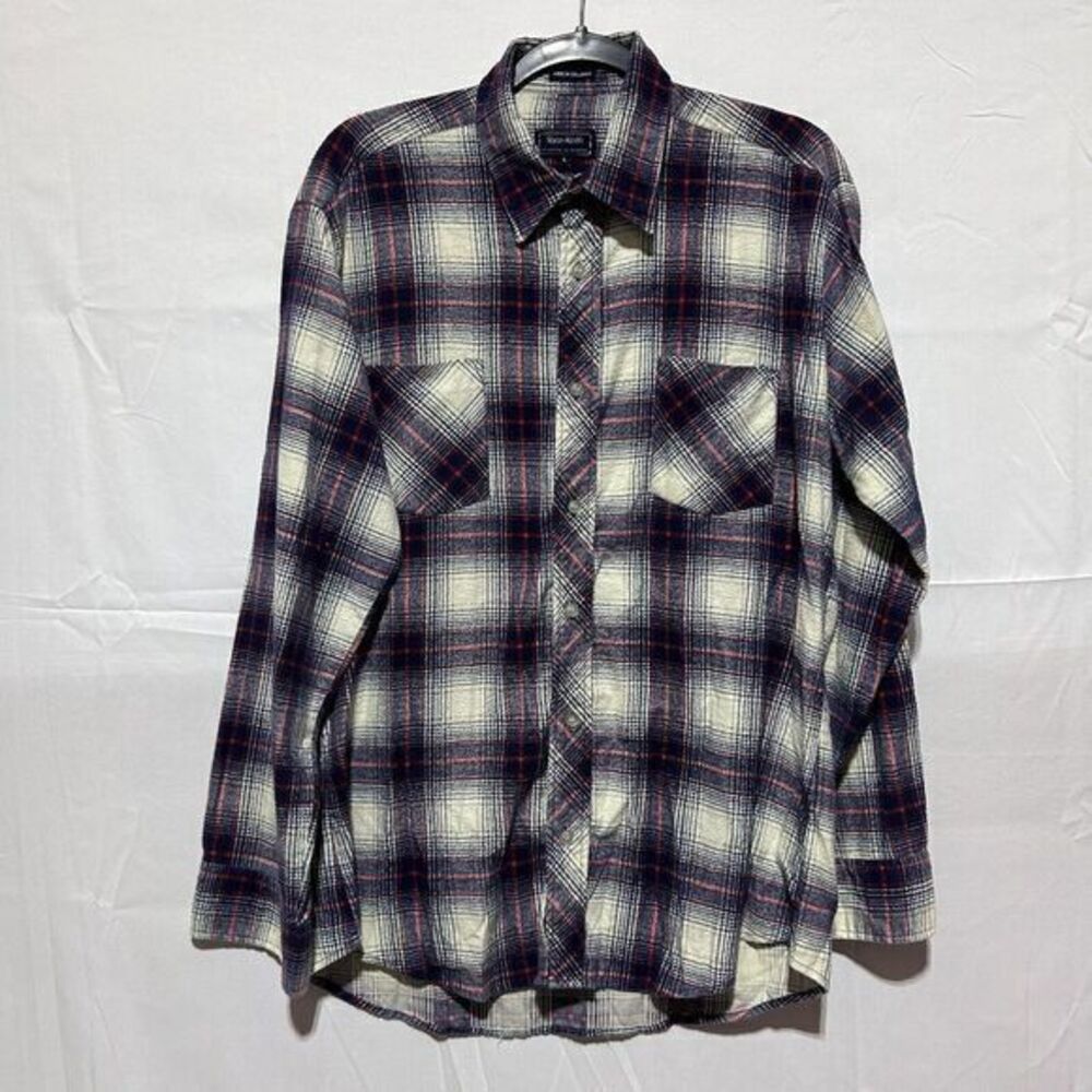 Ryan Keith Men's Plaid Preppy Long Sleeve Pocket Button Down Shirt‎ Black Large